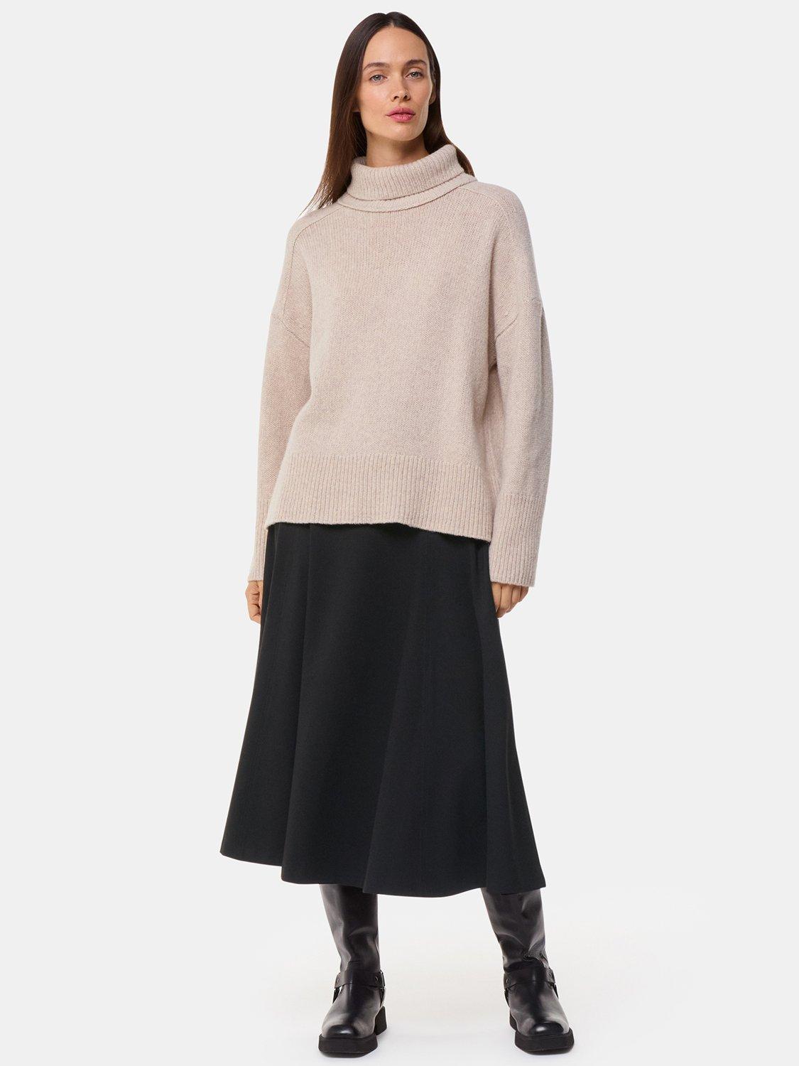 Product image 1 of 5, which shows Whistles Ponte Full Skirt, Black, 6