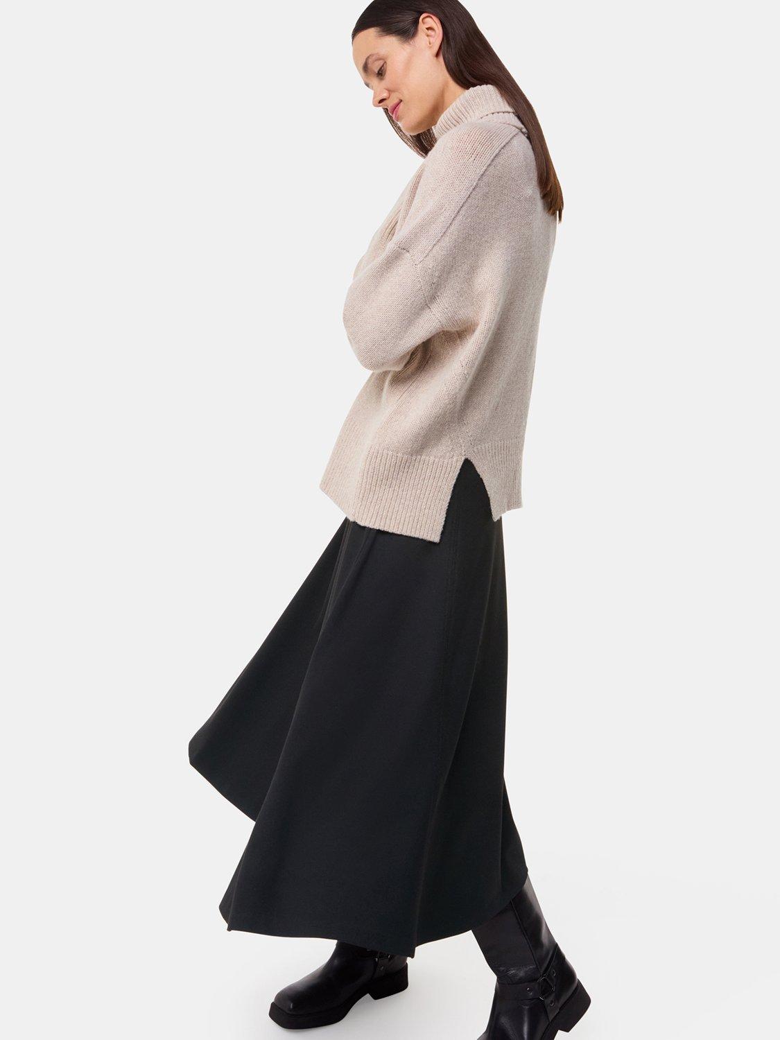 Product image 3 of 5, which shows Whistles Ponte Full Skirt, Black, 6