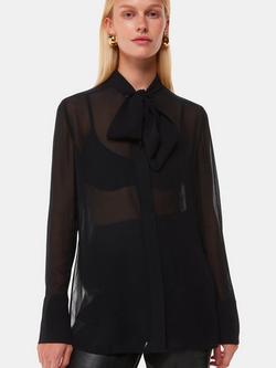 Whistles Amy Tie Detail Blouse, Black, Black