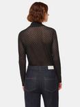 Whistles Checked Flocked Mesh Top, Black