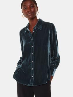 Whistles Lara Velvet Shirt, Dark Green, Dark Green