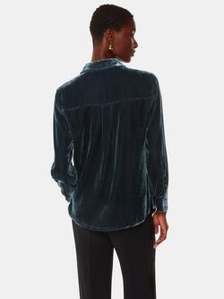 Whistles Lara Velvet Shirt, Dark Green - view 2, Dark Green