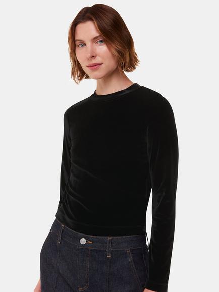 Whistles Olivia Velvet Top, Black