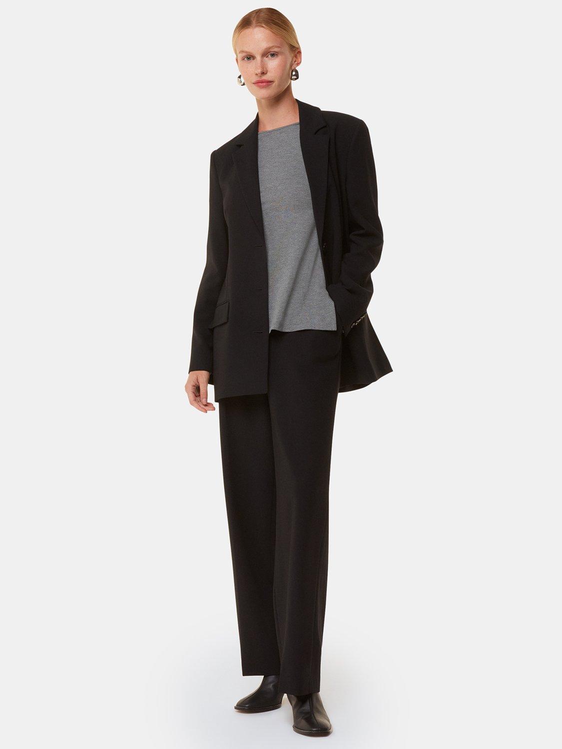 Product image 3 of 5, which shows Whistles Slim Straight Neck Top, Grey, 6