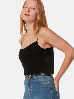 Whistles Velvet Cowl Neck Cami, Black