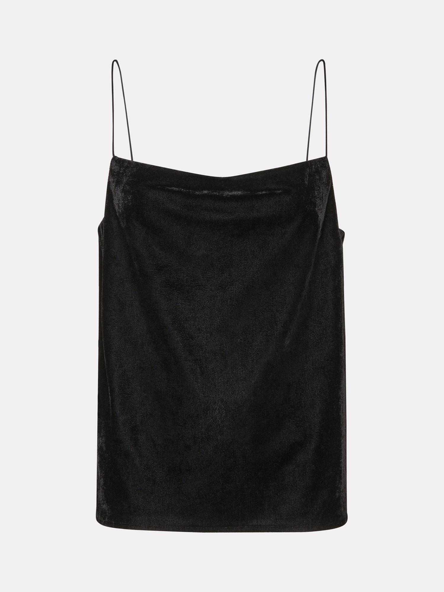 Product image 5 of 5, which shows Whistles Velvet Cowl Neck Cami, Black, 6