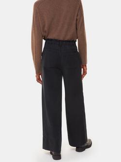 Whistles Charlie Drawstring Waist Wide Leg Cargo Trousers containing TENCEL™ Lyocell, Black - view 2, Black