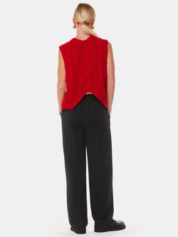 Whistles Contrast Drawstring Crepe Waistband Trousers, Black - view 2, Black