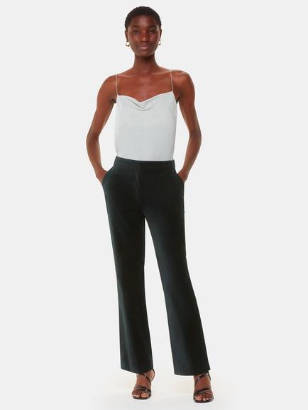 Whistles Helena Velvet Straight Leg Trousers, Black, Black
