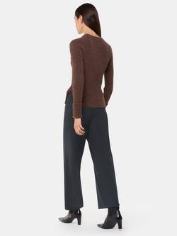 Whistles Louisa Tab Detail Trousers, Black - view 2, Black