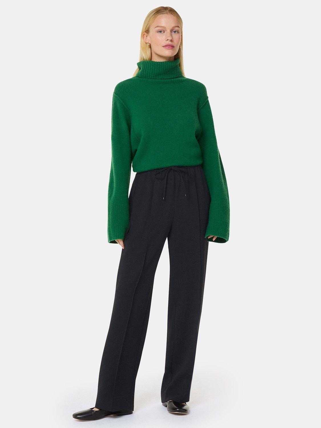 Product image 1 of 5, which shows Whistles Maria Fluid Crepe Trousers, Black, 6