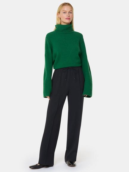 Whistles Maria Fluid Crepe Trousers, Black, Black