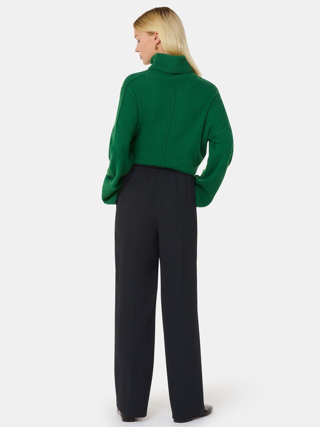 Product image 2 of 5, which shows Whistles Maria Fluid Crepe Trousers, Black, 6