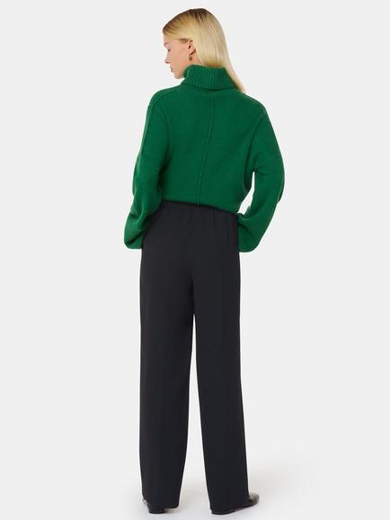 Whistles Maria Fluid Crepe Trousers, Black - view 2, Black
