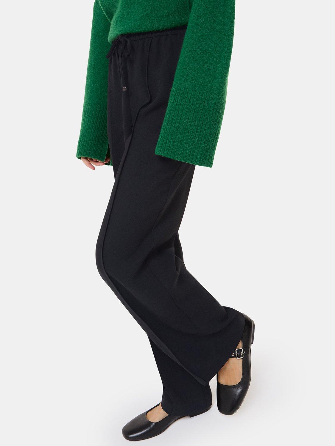 Product image 3 of 5, which shows Whistles Maria Fluid Crepe Trousers, Black, 6