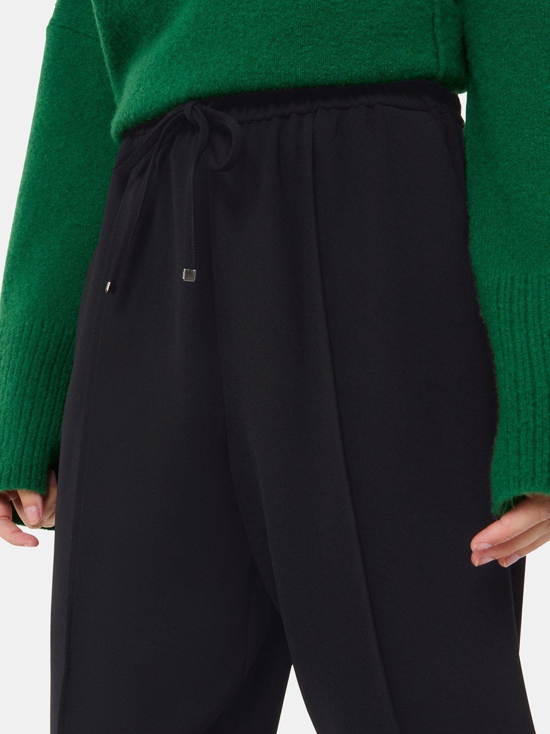 Product image 4 of 5, which shows Whistles Maria Fluid Crepe Trousers, Black, 6