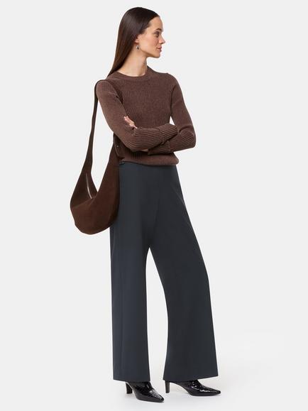 Whistles Petite Louisa Tab Detail Trousers, Black, Black