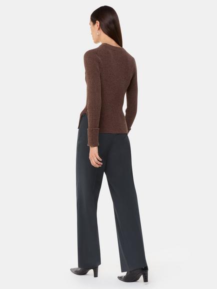 Whistles Petite Louisa Tab Detail Trousers, Black - view 2, Black