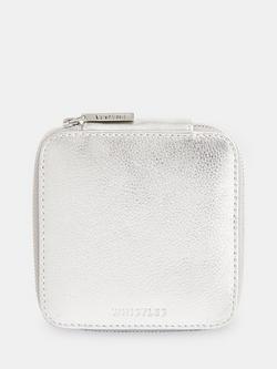 Whistles Aelia Metallic Leather Jewellery Box, Silver, Silver