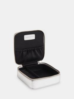 Whistles Aelia Metallic Leather Jewellery Box, Silver - view 2, Silver