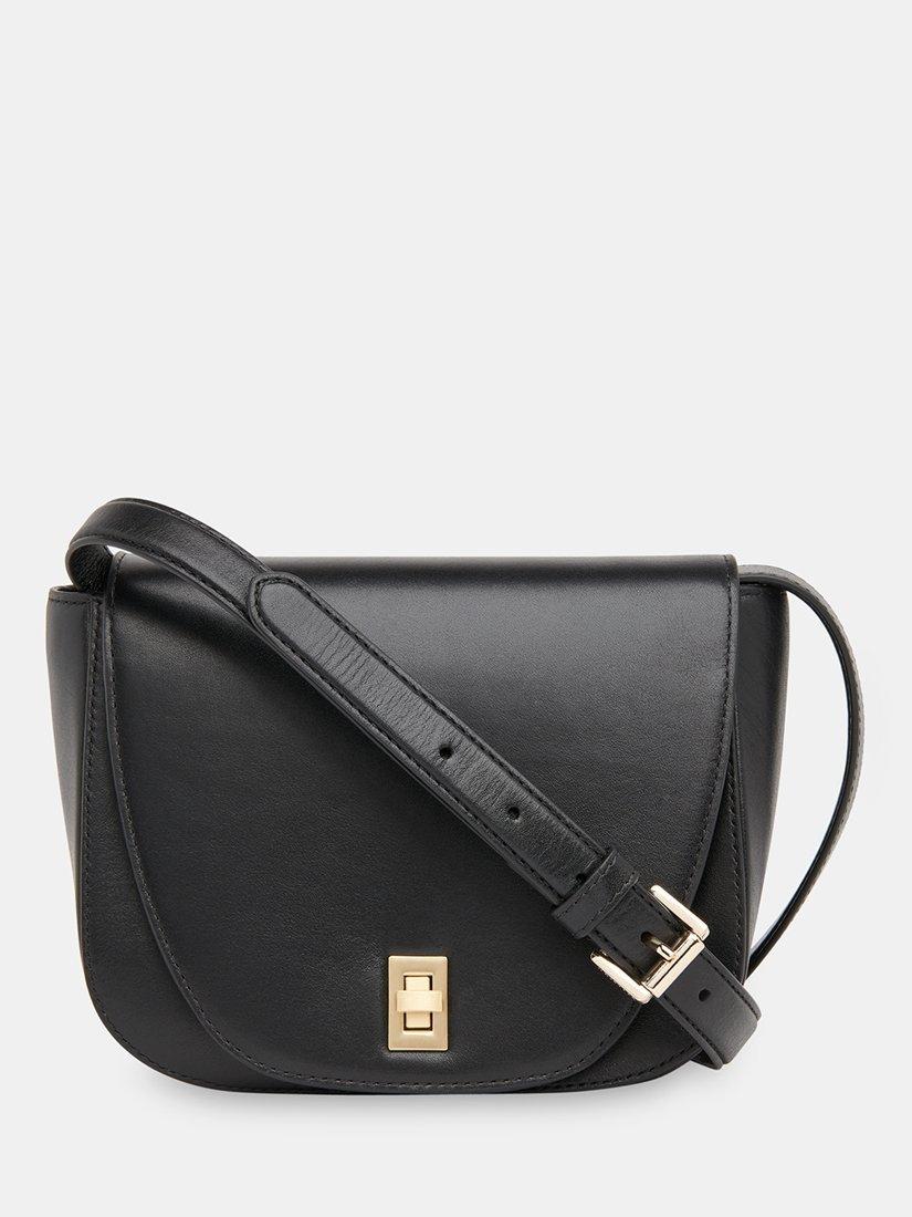 Whistles Carlota Leather Turnlock Satchel Black