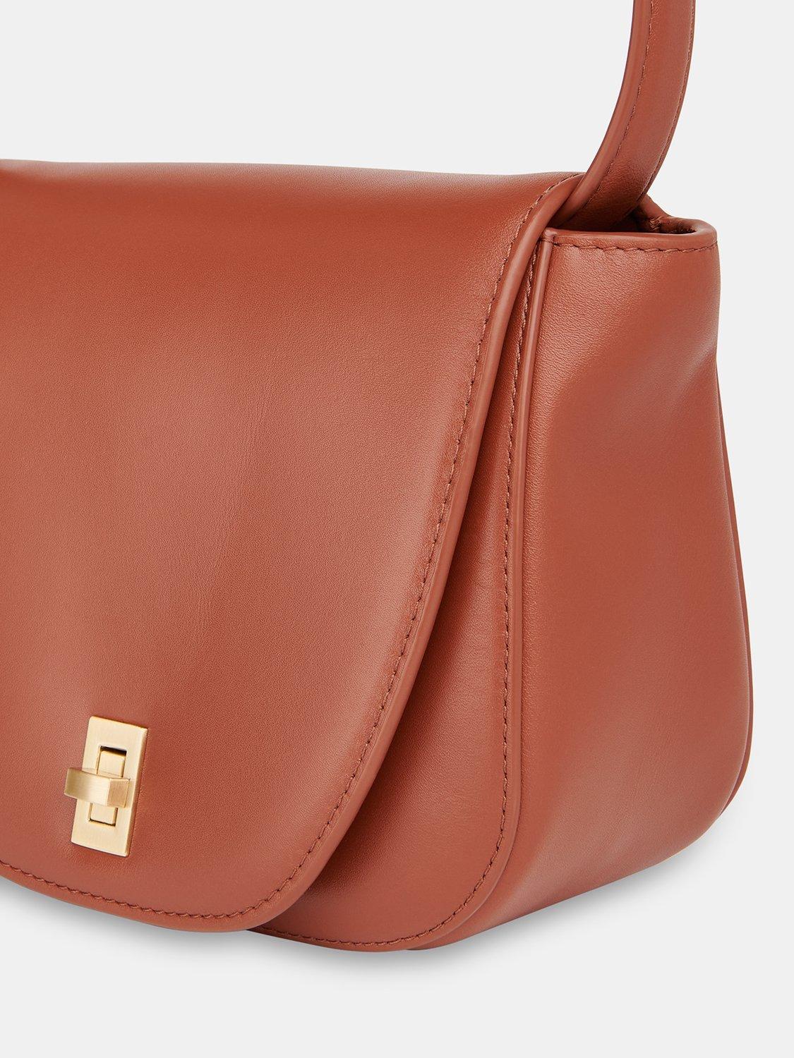 Product image 4 of 5, which shows Whistles Carlota Leather Turnlock Satchel, Brown