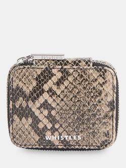 Whistles Lotta Snake Mini Leather Jewellery Box, Multi, Multi