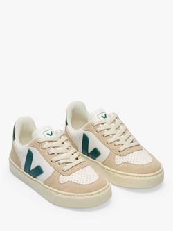 VEJA Kids' V-10 Lace Up Trainers, White/Almond - view 2, White/Almond