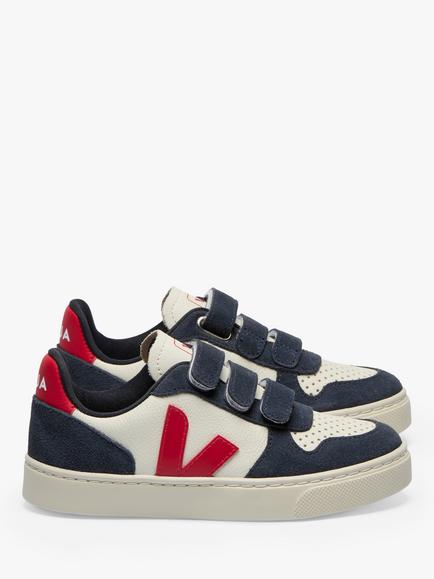 VEJA Kids' V-10 Leather Trainers, Pekin/Nautico, Pekin/Nautico
