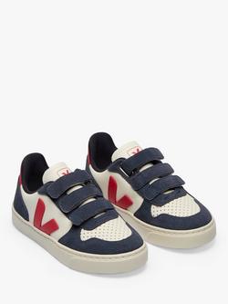 VEJA Kids' V-10 Leather Trainers, Pekin/Nautico - view 2, Pekin/Nautico