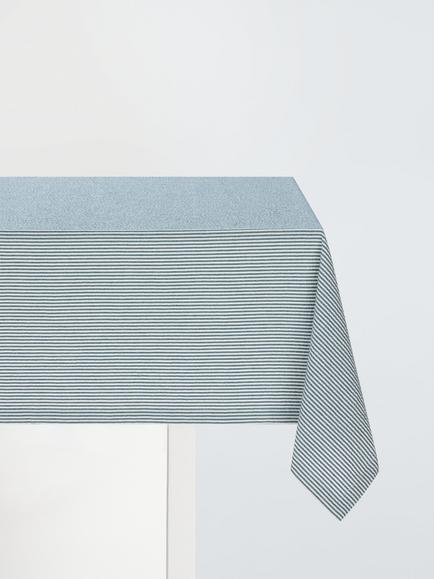 John Lewis Leckford Striped Seersucker Cotton Tablecloth, Blue, Blue