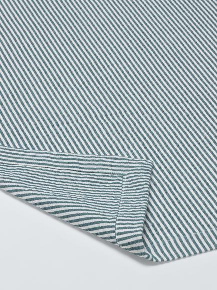 John Lewis Leckford Striped Seersucker Cotton Tablecloth, Blue - view 2, Blue