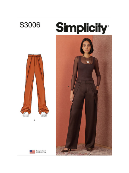 Simplicity Misses' Pants Sewing Pattern, S3006, White