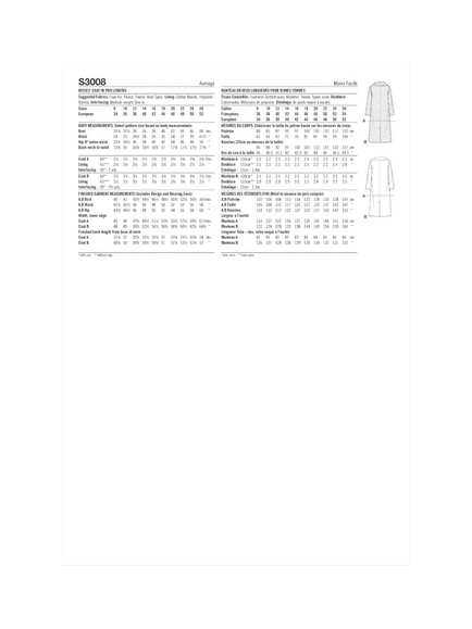 Simplicity Misses' Faux Fur Coat Sewing Pattern, S3008 - view 2, White