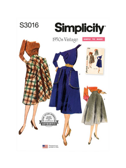 Simplicity Misses' 1950s Vintage Skirts Sewing Pattern, S3016, White