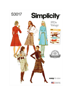 Simplicity Misses' 1970s Vintage Dress and Scarf Sewing Pattern, S3017, White