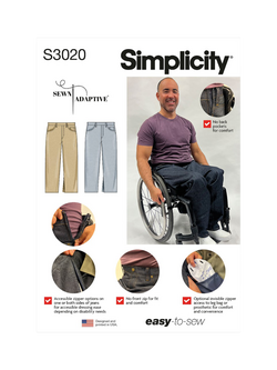 Simplicity Unisex Adaptive Jeans Sewing Pattern, S3020, White
