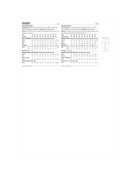 Simplicity Unisex Adaptive Jeans Sewing Pattern, S3020 - view 2, White