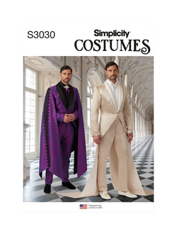 Simplicity Men's Dramatic Suits Sewing Pattern, S3030, White