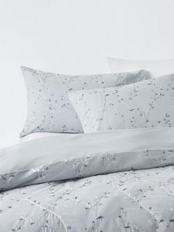 John Lewis Willow Trail Embroidered Duvet Cover Set, Mid Blue