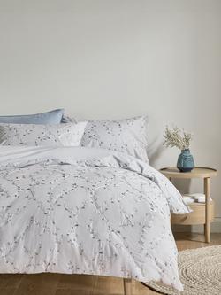 John Lewis Willow Trail Embroidered Duvet Cover Set - view 2, Mid Blue