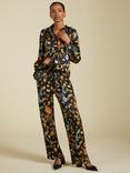 Baukjen Mandy Floral Satin Trousers, Black/Multi