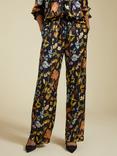 Baukjen Mandy Floral Satin Trousers, Black/Multi