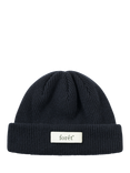 forét Relaxed Rib Knit Wool Beanie, Navy