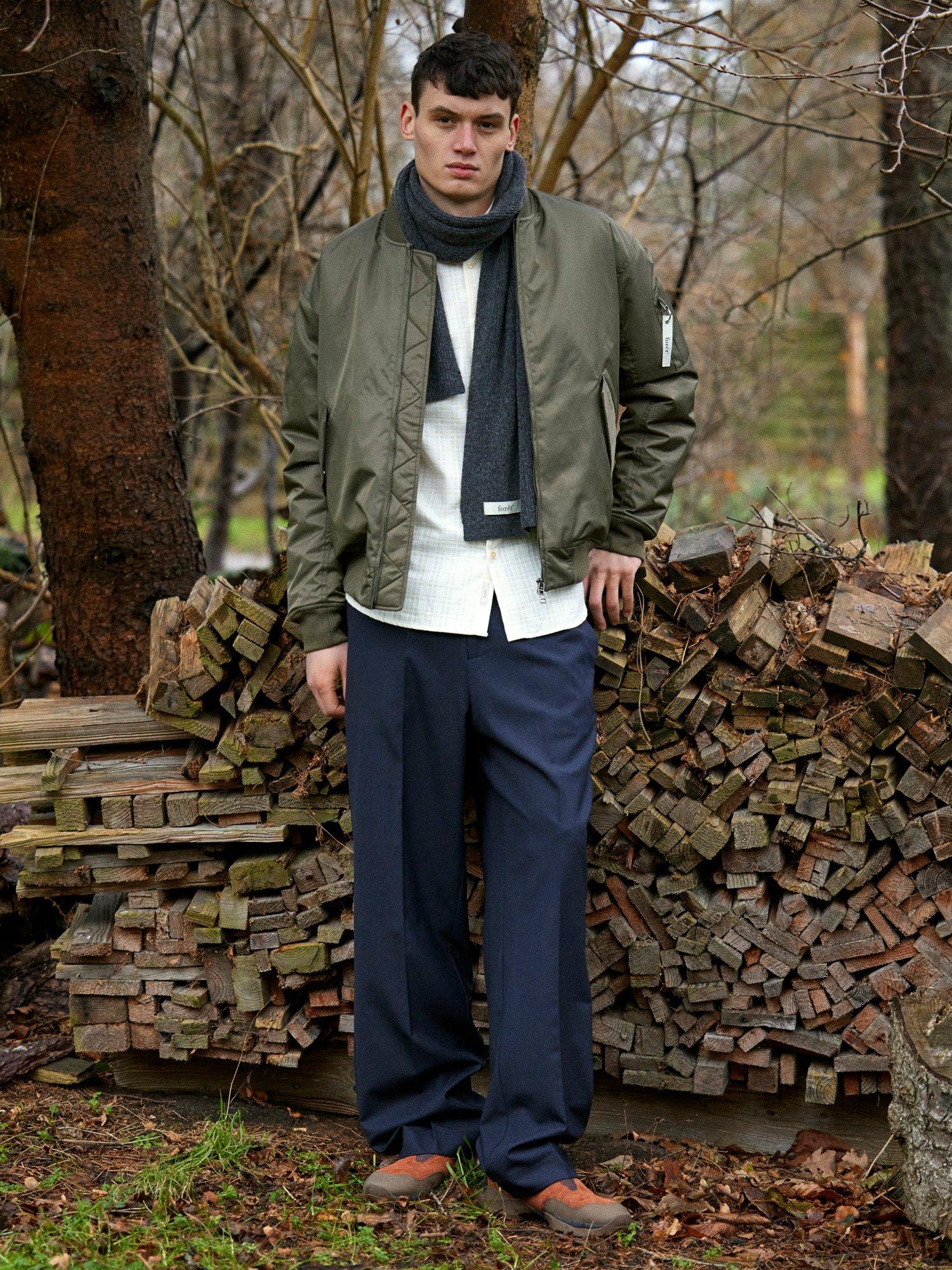 Product image 1 of 5, which shows forét Writer Straight Cut Trousers, Navy, 30R