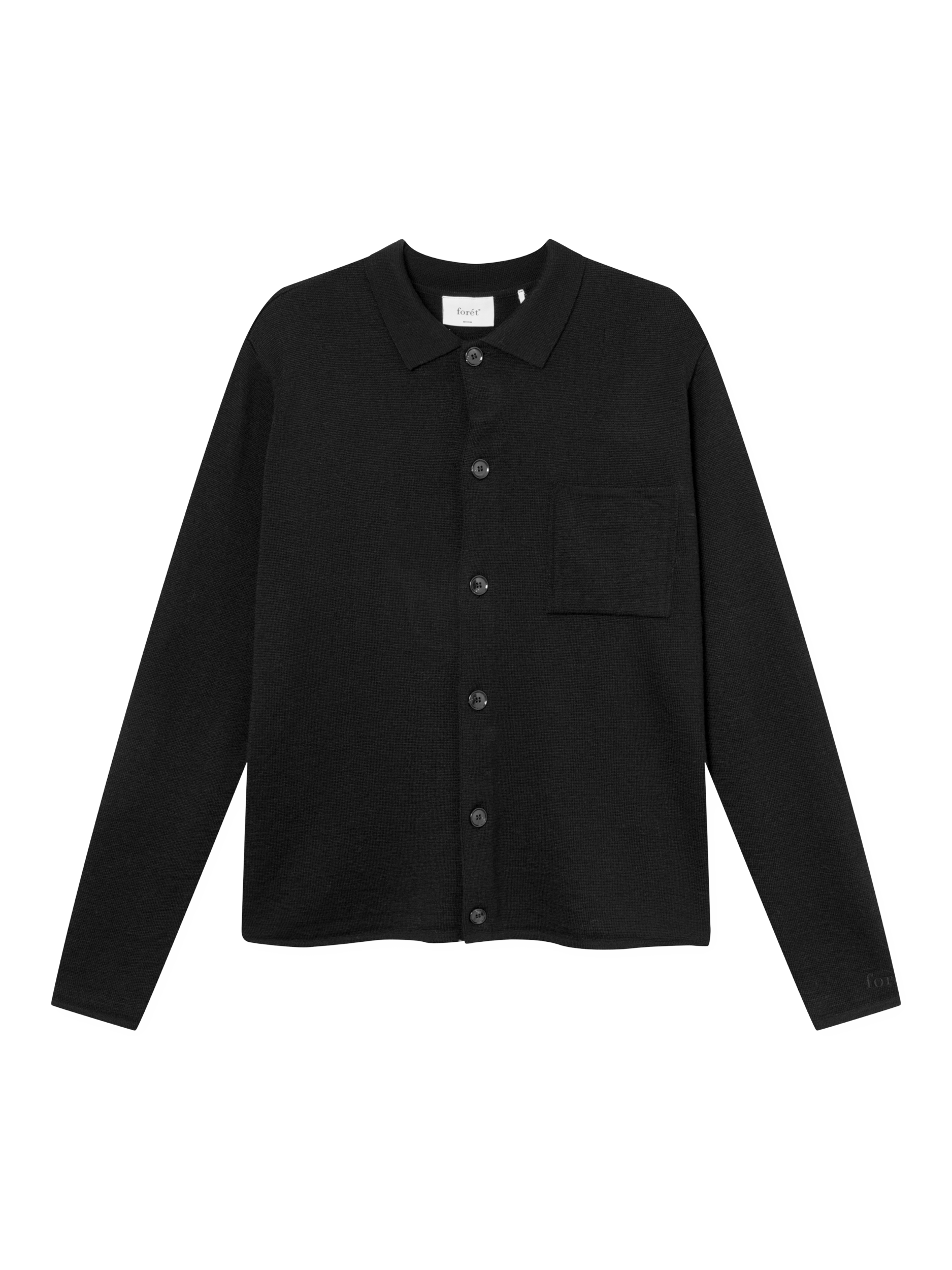 forét Craft Merino Wool Blend Cardigan, Black