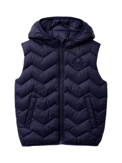 Benetton Kids' Zig Zag Padded Gilet, Night Blue