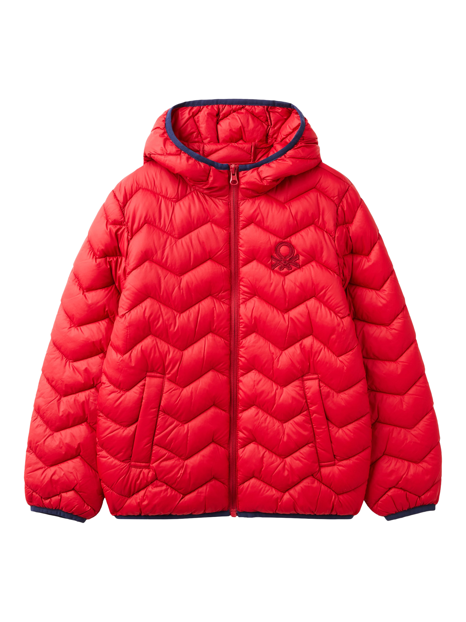 Benetton Kids' Zig Zag Padded Jacket, Bordeaux
