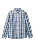 Benetton Kids' Check Cotton Poplin Long Sleeve Shirt, Blue/Multi