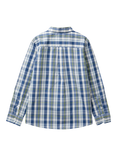 Benetton Kids' Check Cotton Poplin Long Sleeve Shirt, Blue/Multi